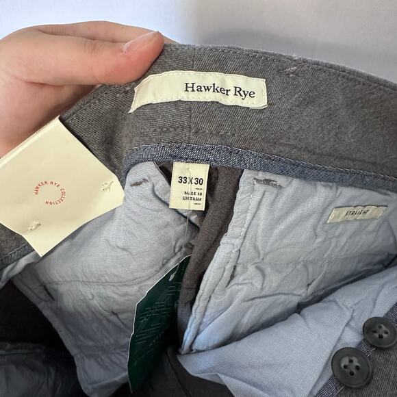 NWT Mens Hawker Rye straight gray trousers size 33x30 - Picture 5 of 7